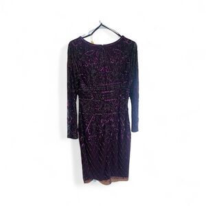Adrianna Papell Long Sleeve Purple Dress